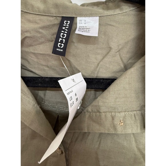 H&M Divided Olive Green Button Up Long Sleeve Women's US 6 EUR 38 NWT - Picture 3 of 5